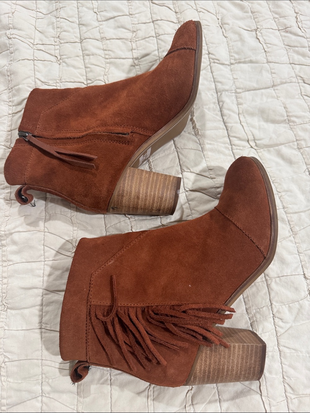 Toms Rust Suede Fringe Ankle Boots